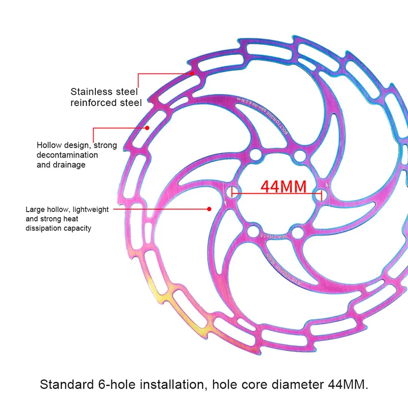 IIIPRO Colorful Bicycle Stainless Steel Disc Brake 160/180/203mm Mountain Road Bikes Hydraulic Brake Rotors 6 Bolts Discs Rotor