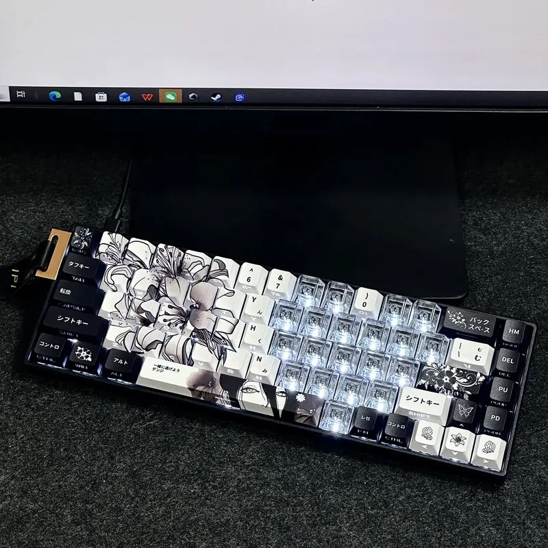 Teclado mecánico con diseño de Chainsaw Man Anime Reze, teclado Cherry PBT+PC personalizado, grabado lateral, teclado para juegos de PC, regalo