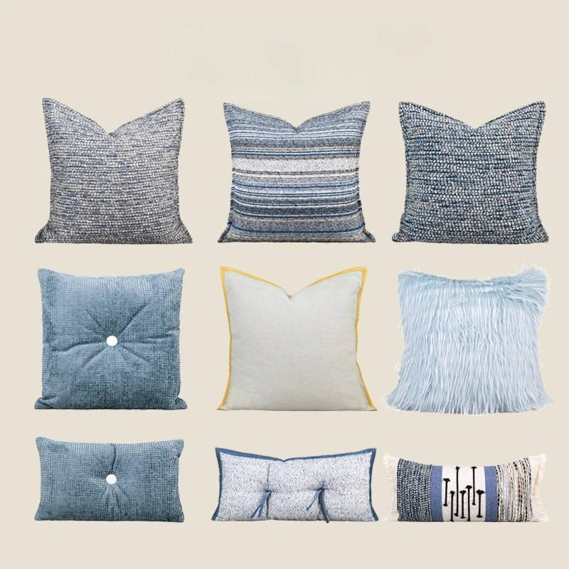 30x50/45X45/50x50CM Blue Throw Pillow Cover Nordic Light Luxury Stamping Waist Cushion Cover Decor Home Decorative Pillowcase