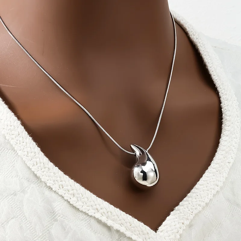 3Pcs Drop Necklace Earrings Teardrop Dainty Gold Plated Water Drop Pendant Necklace Tear Drop Trendy Jewelry Gifts for Women image 5