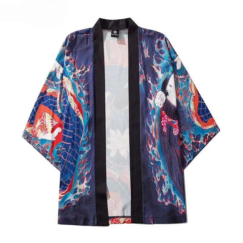 سترة صيفية فضفاضة من UKIYOE ملابس الساموراي اليابانية للنساء والرجال Harajuku Haori كيمونو كوسبلاي يوكاتا