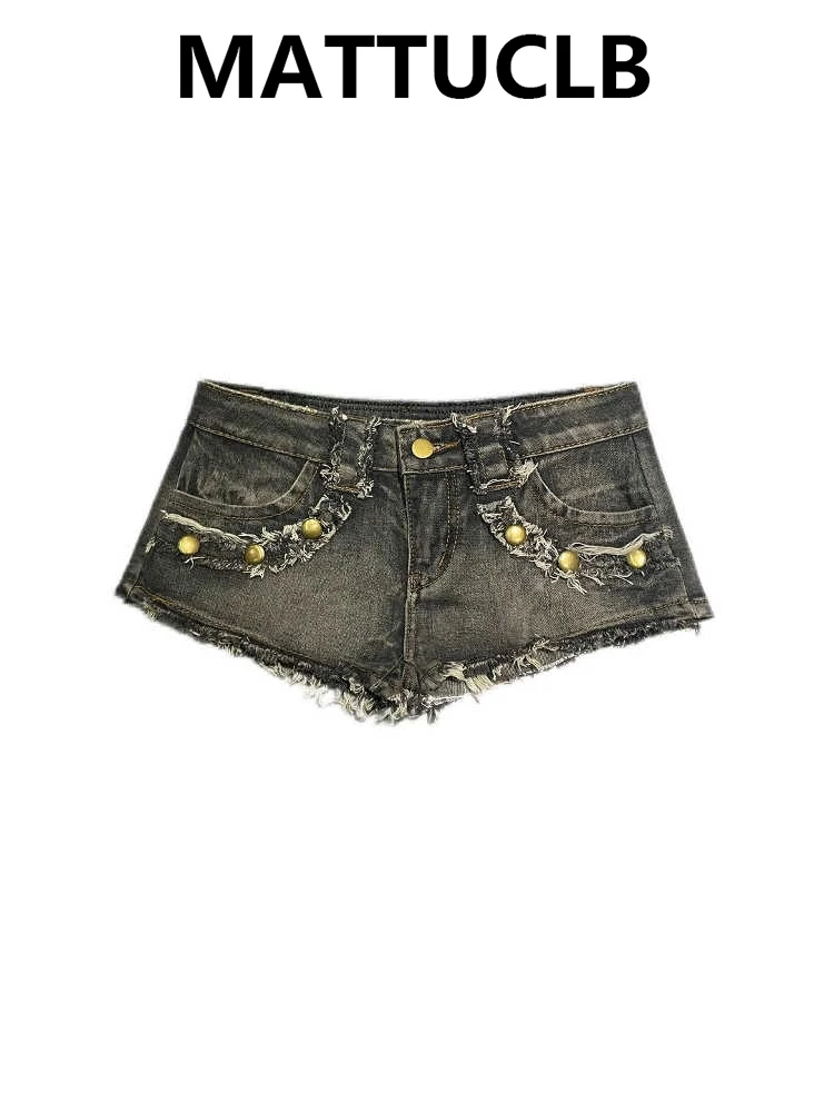 

Летние женские джинсовые шорты Kpop Abi Y2K 2000-х годов, рваные джинсовые шорты в стиле гранж Harajuku, японский, американский, ретро, кибер-панк, Harajuku