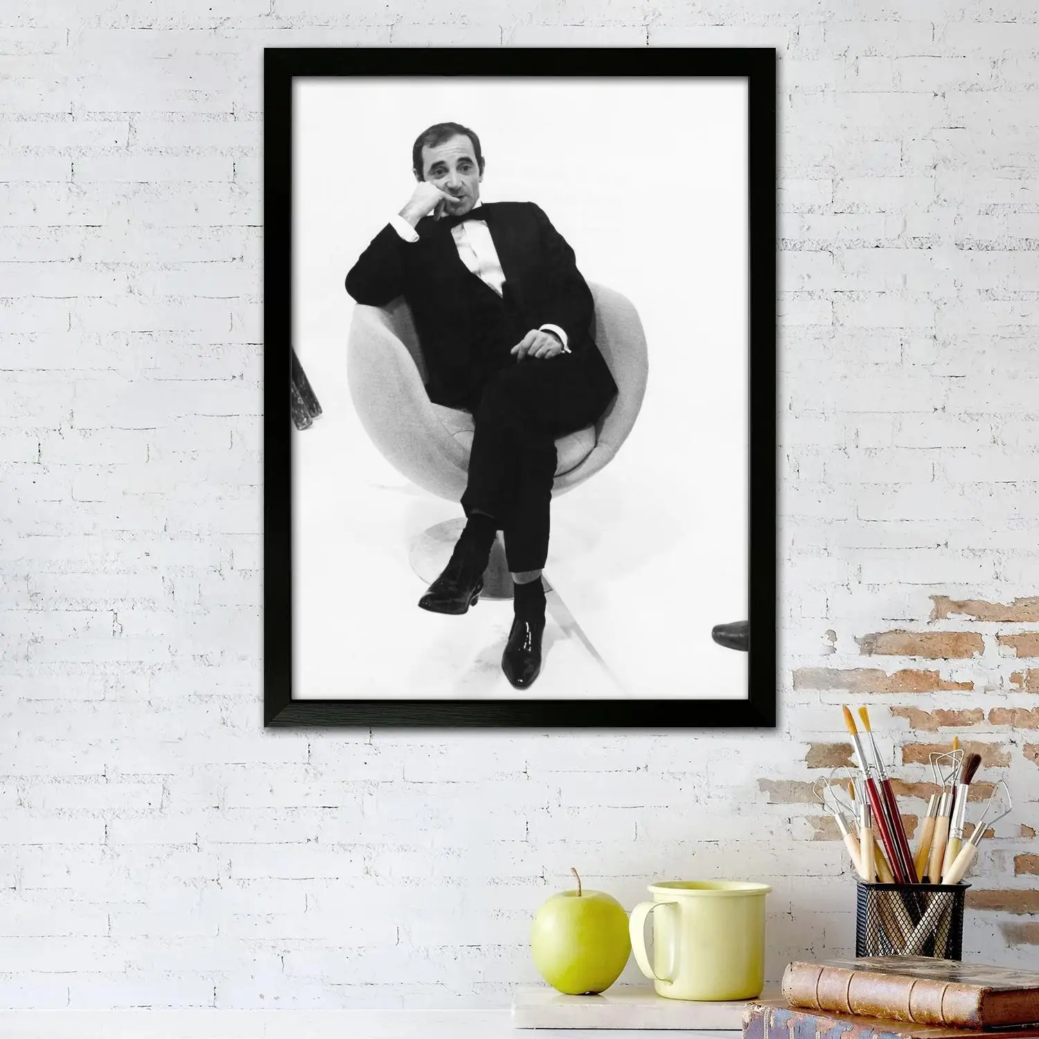 Charles Aznavour Canvas Art Poster and Wall Art Picture Print, Modern Family Bedroom Decor Posters,Decorative painting