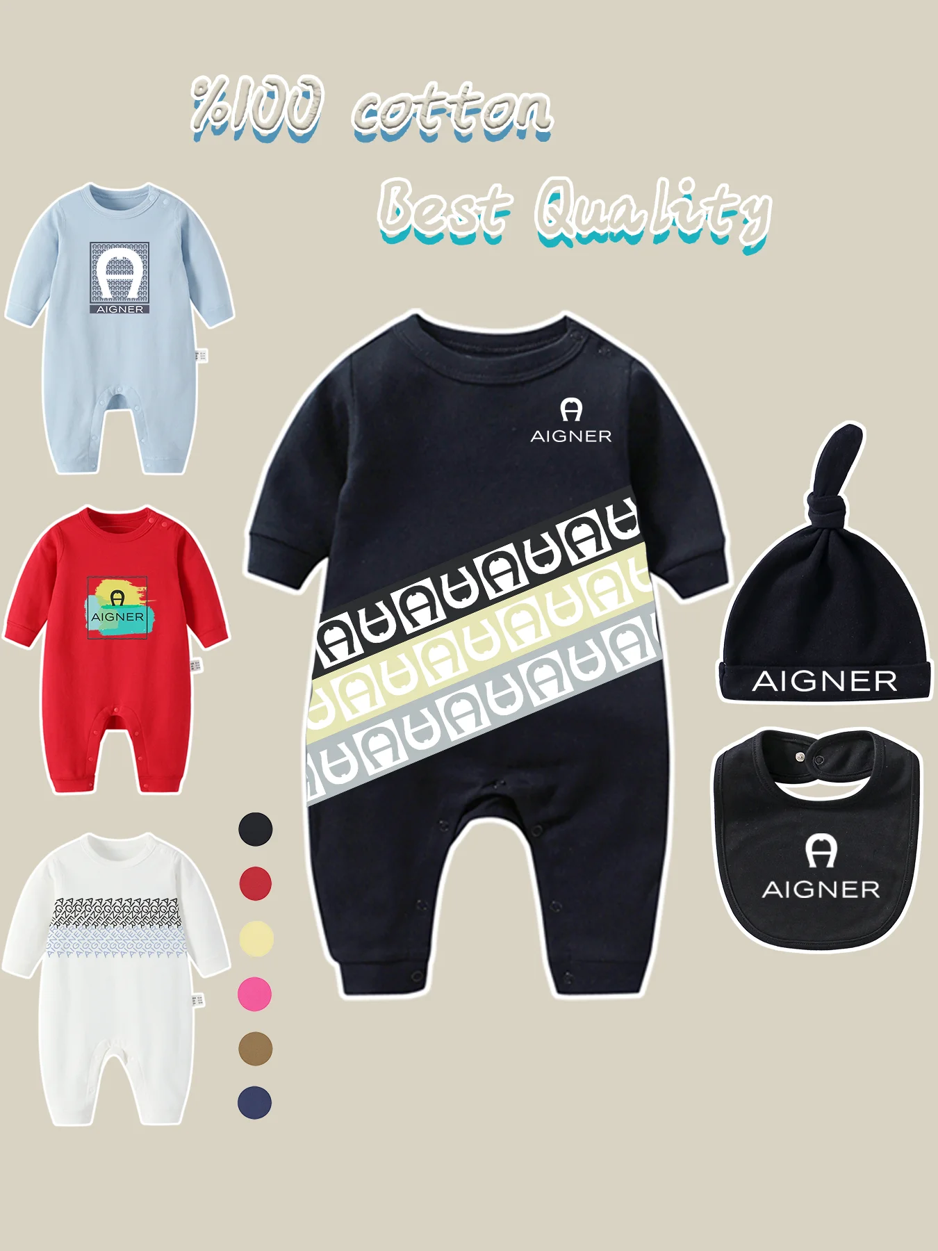 2025 Hot Sale New Baby Boys Jumpsuit Cotton Long sleeves Autumn Soft Bib scarf Newborns Romper Hat 3Pcs Set Toddler Bodysuits