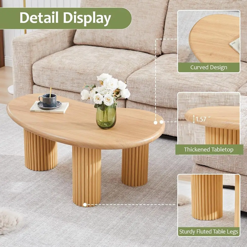 Mesa de Centro de Madera Rústica, Mesa de Salón de 39 Pulgadas, Mesa Auxiliar Compacta con Base Resistente para Espacios Pequeños (Natural)