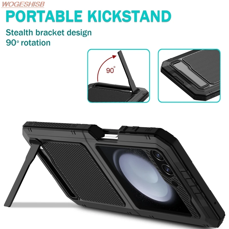 Armor Heavy Duty Protection Phone Case for Samsung Galaxy Z Flip5 360 Shockproof Metal Tank Cover Fundas for Galaxy Z Flip 5