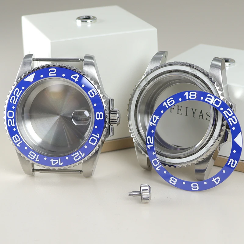 

Fanya 40mm Watch Case Sapphire Glass For Seiko NH35 NH36 NH34/38 Miyota 8215 ETA2824 Movement 28.5mm Dial GMT Blue Ceramic Bezel