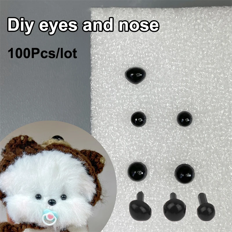 

Bulk 100Pcs Plastic Nose Eyes, Mini Black Accessories for Stuffed Animals and Teddy Dog DIY Doll Parts