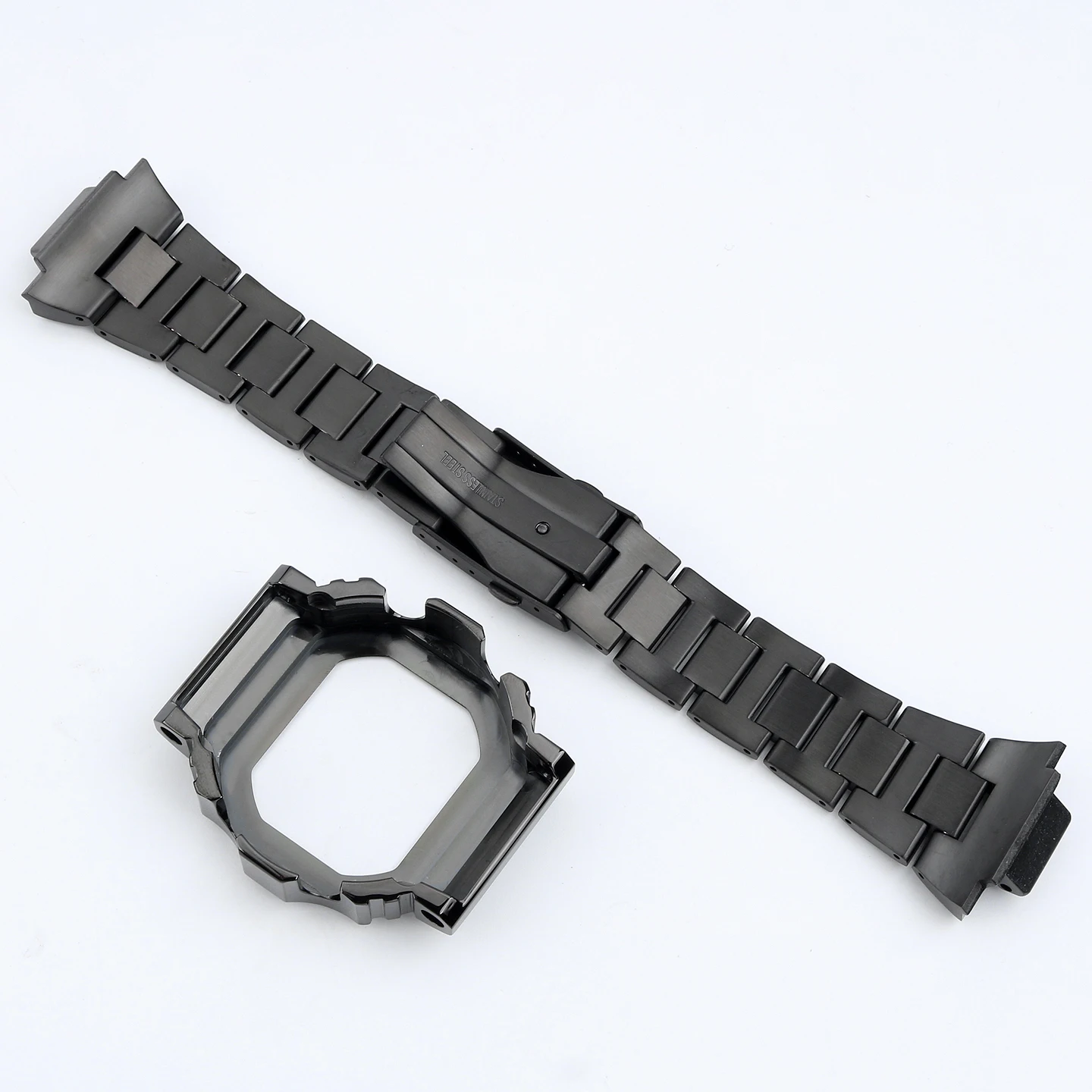 For Casio GXW-56 GX-56BB Modified Thickened Solid Stainless Steel Case and Metal Strap Watch Accessory Set