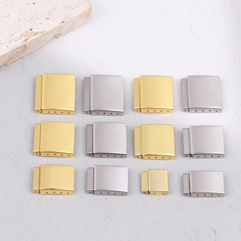 Estensore per Cinturino Orologio in Acciaio 12-22MM, Argento Dorato, con Chiusura a Gradini, Accessorio per Riparazione Orologi