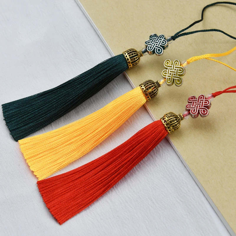 10Pcs Polyester Silk Tassel Set 26 Colors Chinese Knot Charm Pendants DIY Jewelry Making Accessories Clothing Decor Tassel