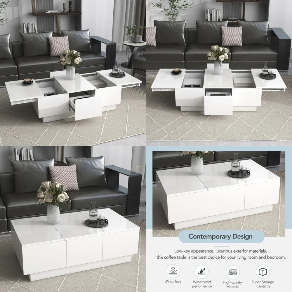 طاولات المقهى الحديثة مع حجرة تخزين مخفية وأدراج للاستخدام في غرفة المعيشة في الولايات المتحدة #1