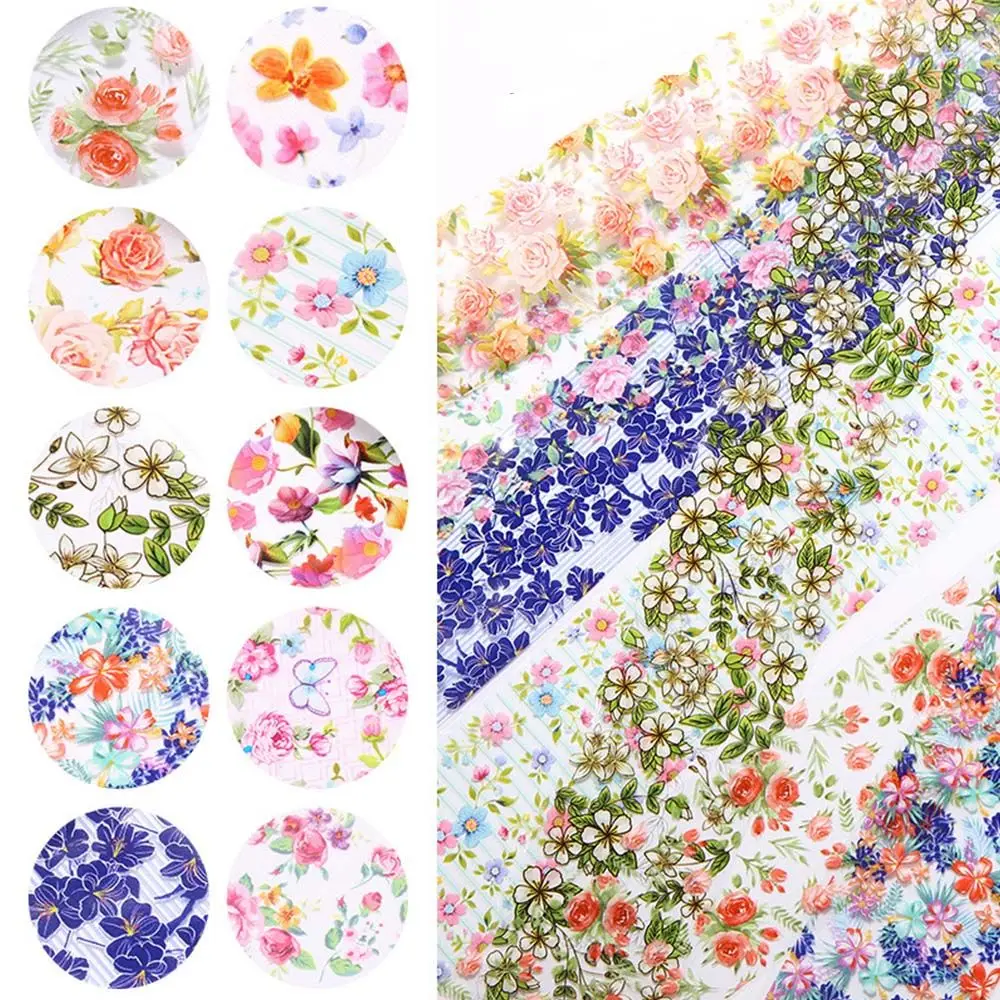 Manicure DIY Nail Art Full Wraps Sliders Floral Nails Stickers Holographic Nails Decals Flower Nail Foils Transfer Paper Decals