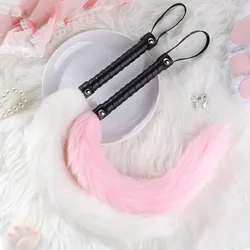 Fetish PU Leather With Fox Tail Whip Flogger Handle Spanking Paddle Flirting BDSM Adult Game Erotic Sex Toys for Women Couples