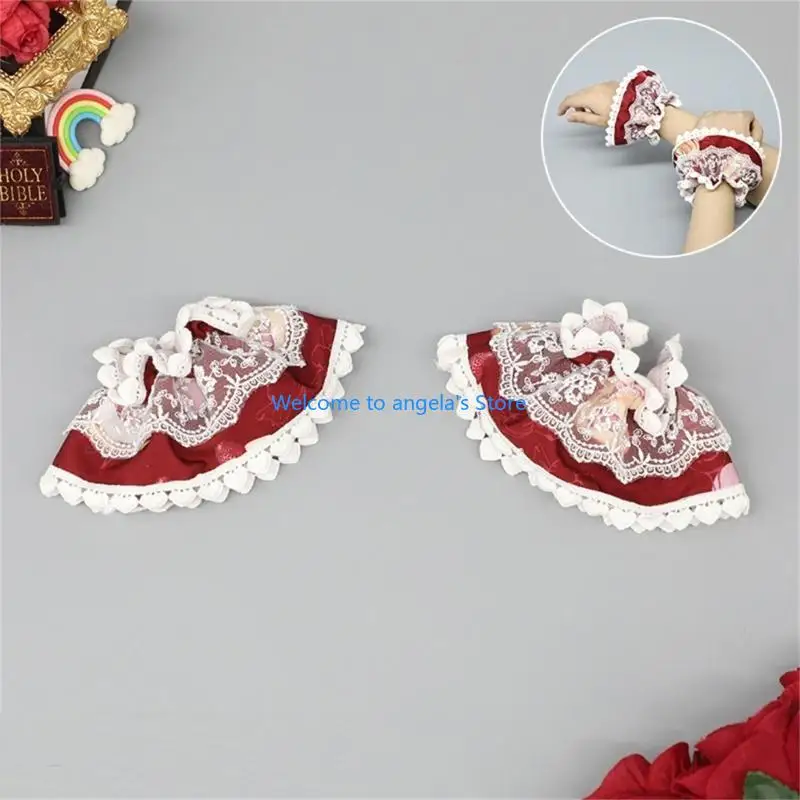 X4YC stylowa koronkowa opaska do włosów rękawy naramienne Anime pokojówka rekwizyty kostiumowe nakrycia głowy dla kobiet głowy