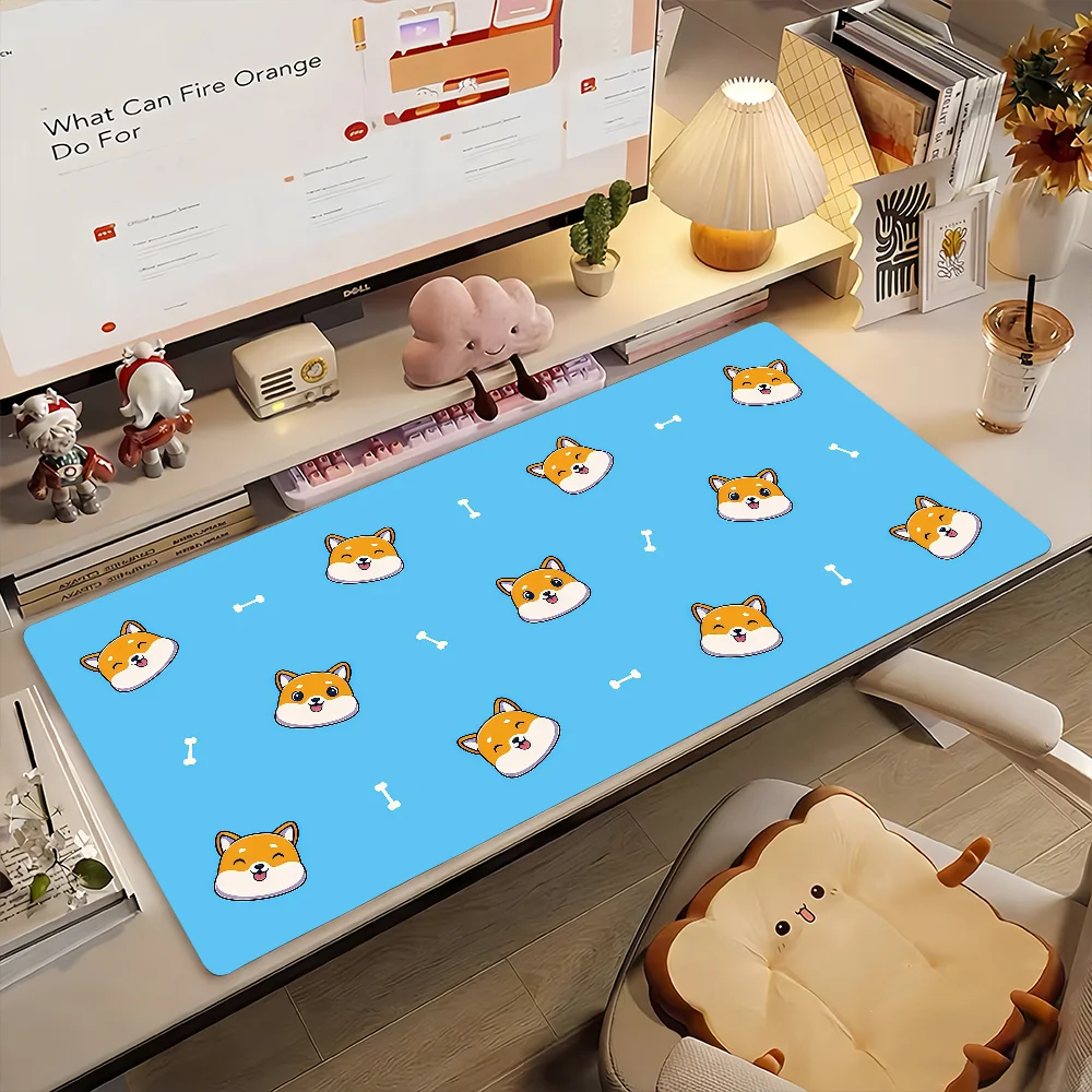 Shiba Inu Cartoon Cute Dog Mouse Pad Non-slip Locking Edge DeskMat PC Laptop Accessories Rubber Office Keyboard Game 350x900x3mm