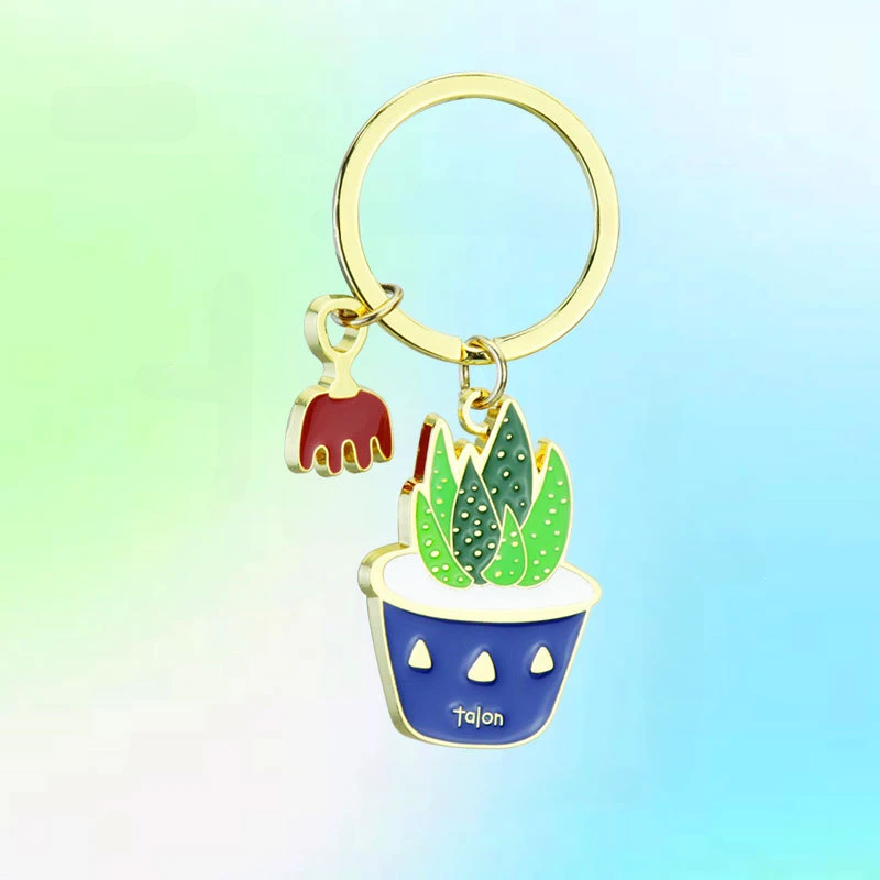 Small Shovel green Plant Keychain for Women Men Car Key Handbag Hanging Keyrings Accessories Jewelry Gifts