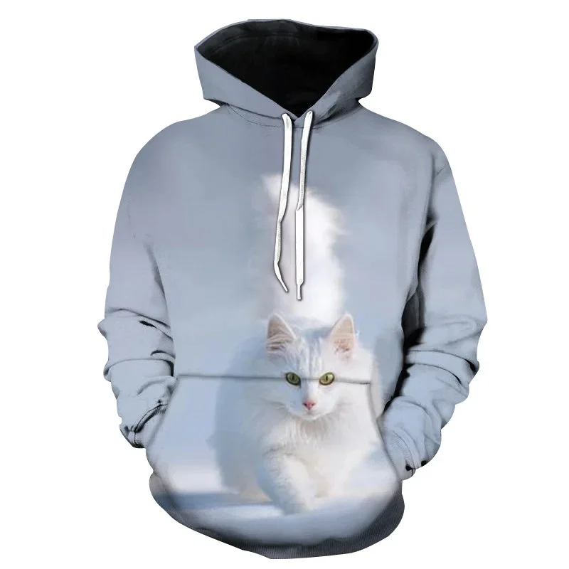 Hoodies com padrão casual, manga comprida, moletom estampado em 3D, animais fofos Harajuku de rua, pulôveres soltos, engraçado, tendência, moda