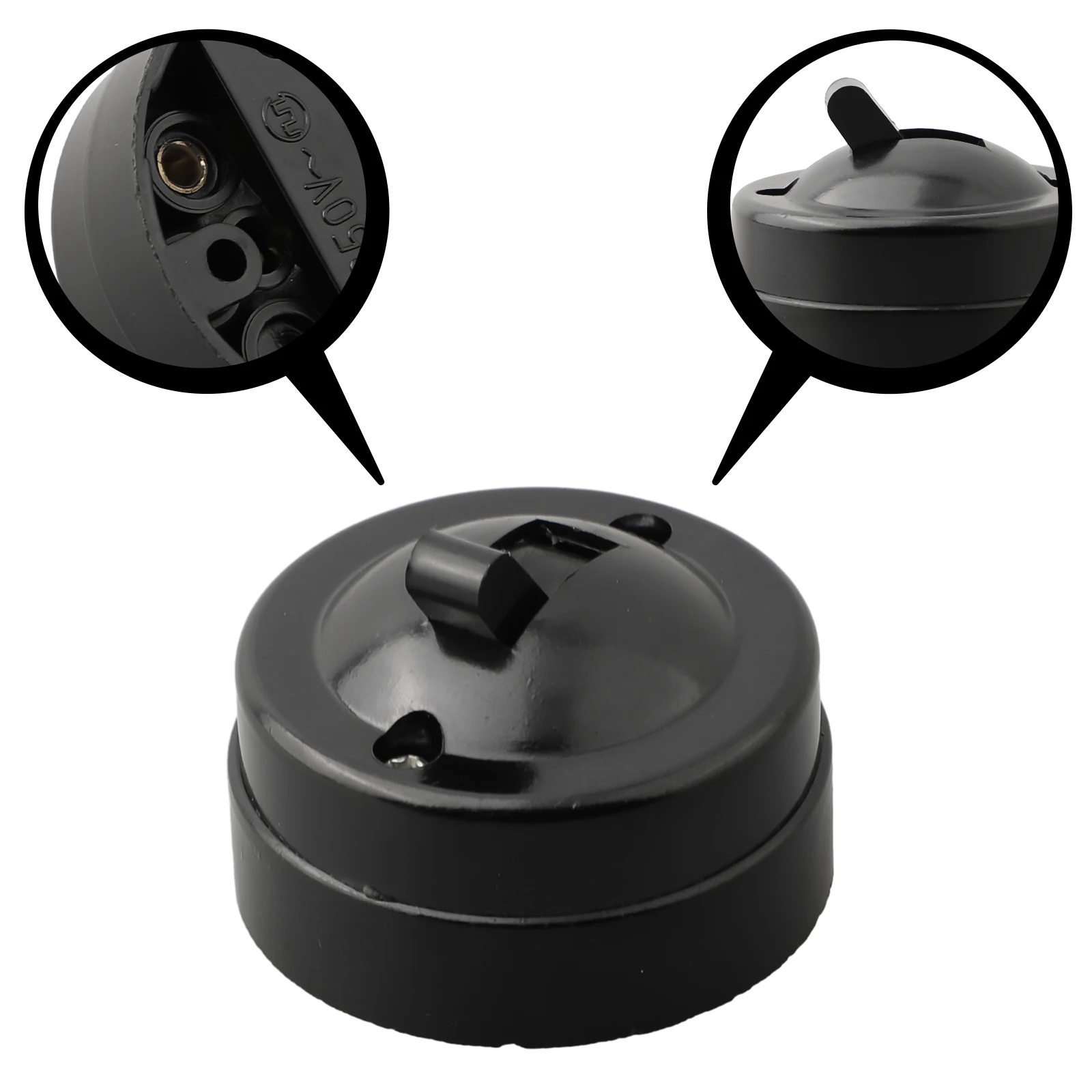 Round Single Pole Switch with Classic Outline for Wall Installation in Residential and Light Commercial Buildings
