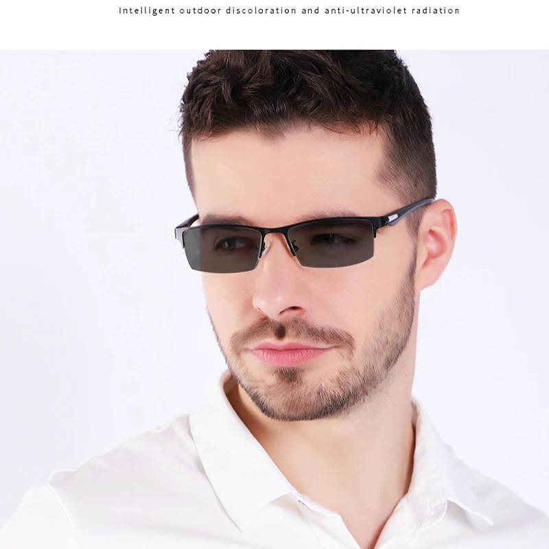 Men Photochromic Progressive MultiFocal Reading Glasses Anti-Blue Light Metal Frame Square Women Hyperopia Presbyopia Glasses image 3