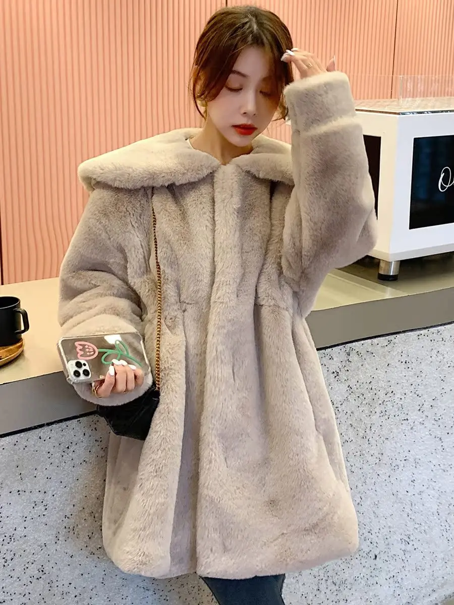 フェイクファー トップコート レディース テーラード ミッドロング クラブ ヤング 日本風 レース付き 暖かい ターンカラー 快適 デイリー ハイエンド OL