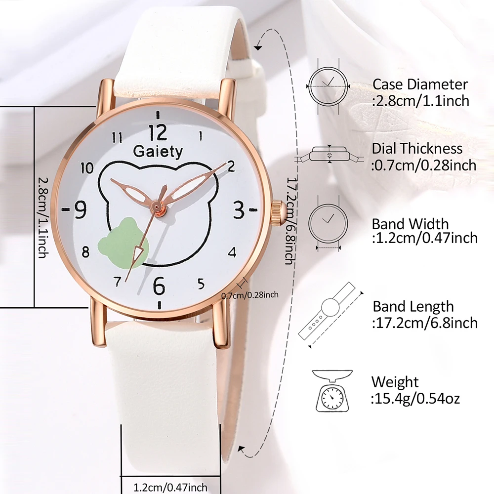 GAIETY Minimalist Style Teddy Bear Element Dial Watch Paired With Couple Casual Quartz Watch Is The Perfect Gift For Her(No Box)