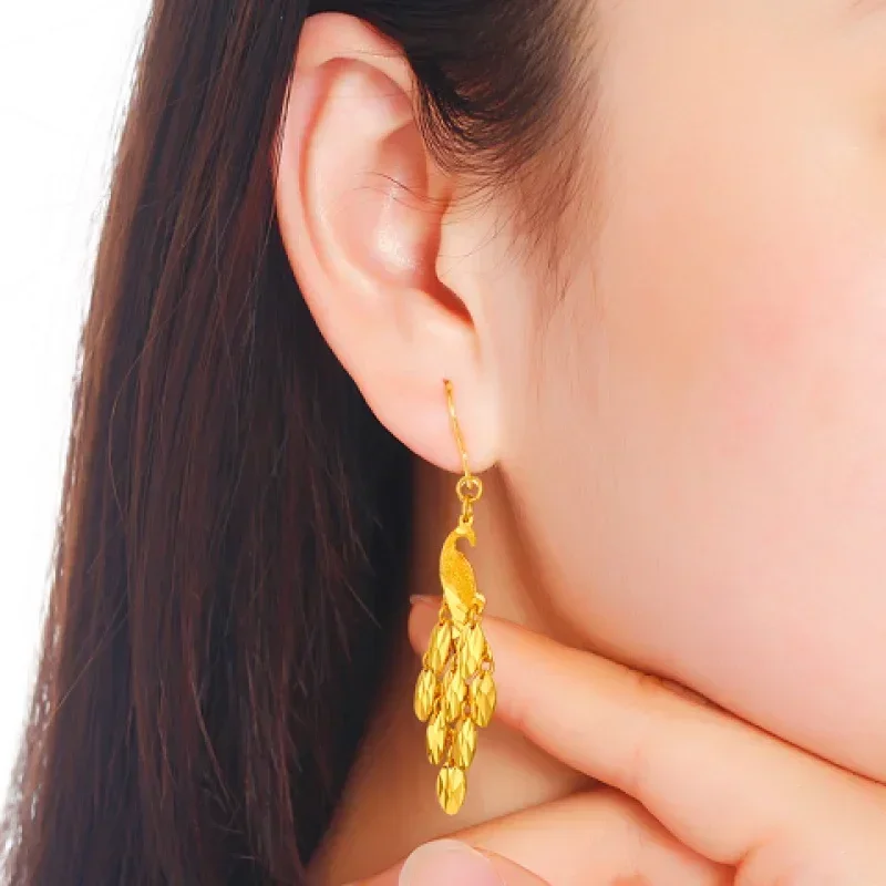 9999 24k real gold earringsfemale full of stars prosperous husband gold earrings fashion gold  ear wire match gold earrings gif