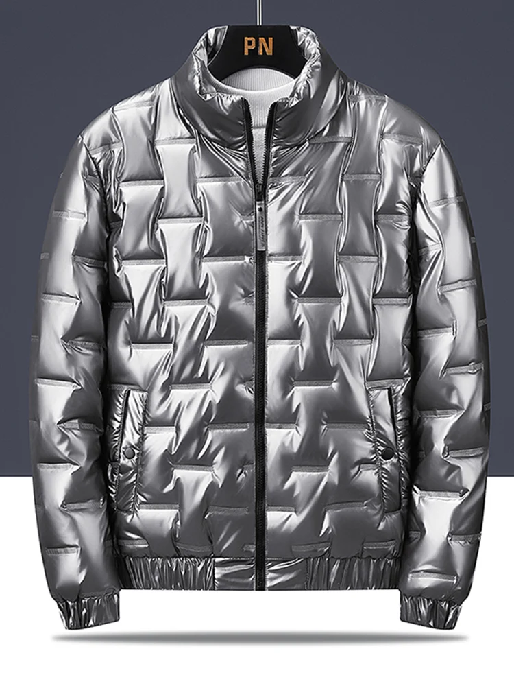 

Мужская зимняя куртка из глянцевого хлопка с воротником-стойкой, легкая, утепленная, сэндвич-конструкция, повседневная, теплая, с наполнителем из полиэфирного волокна