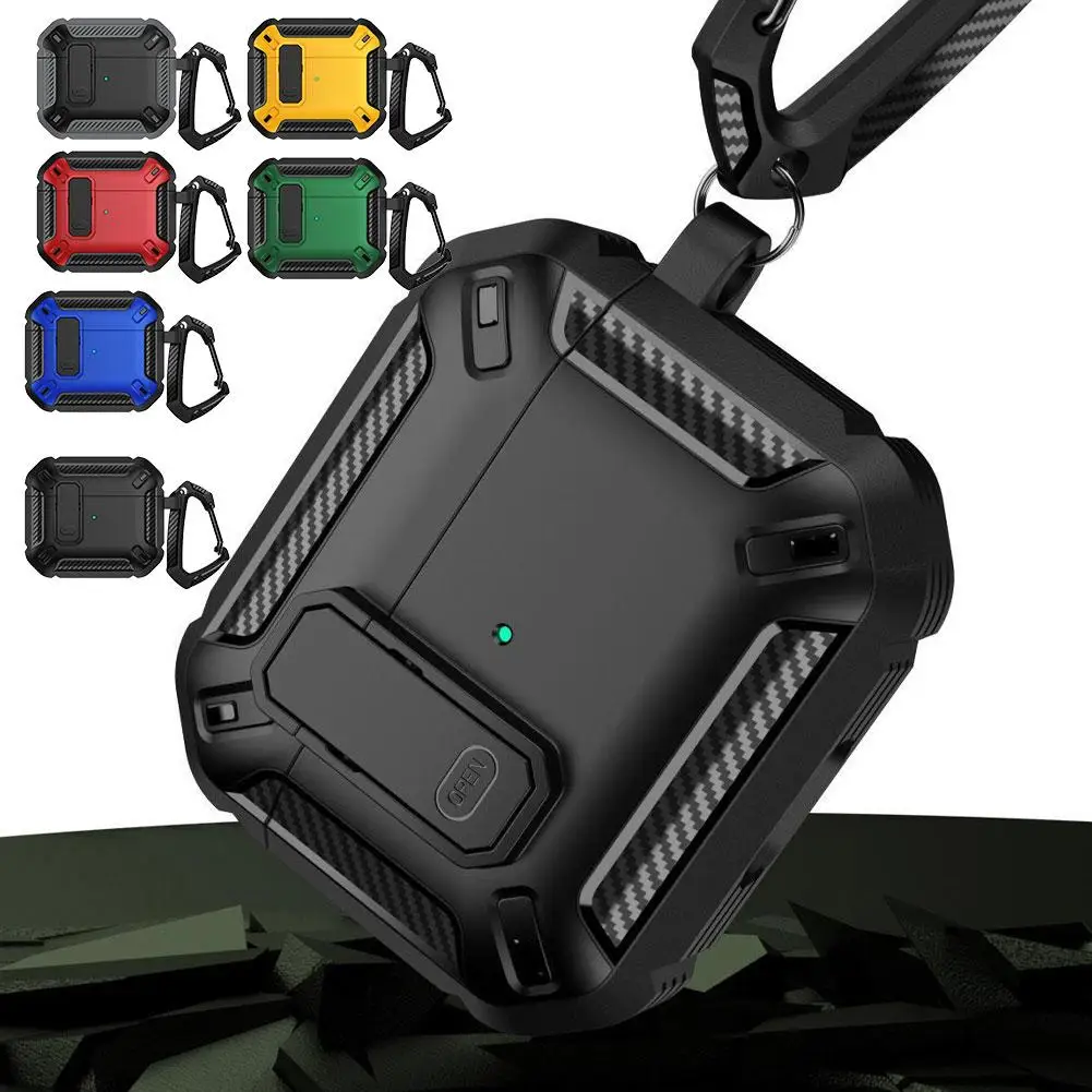 AirPods Pro3 装甲保護カバー オールインクルーシブの傷防止、落下防止ケース、イヤホン保護用のクライミングバックル付き