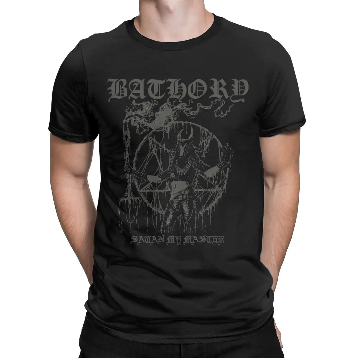 Bathory T-Shirt Men Music Band Novelty Pure Cotton Tee Shirt Round Neck Short Sleeve T Shirts Gift Idea Clothing