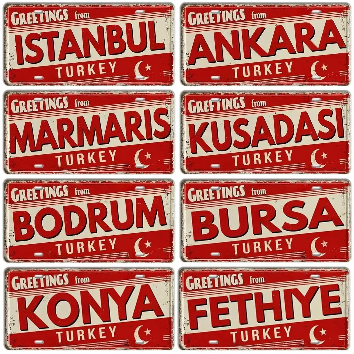 Turkey License Plates Metal Tin Signs for Wall Art Decoration Vintage Tags Metal Automotive Signs For Cafe Bar Club Garage Pub