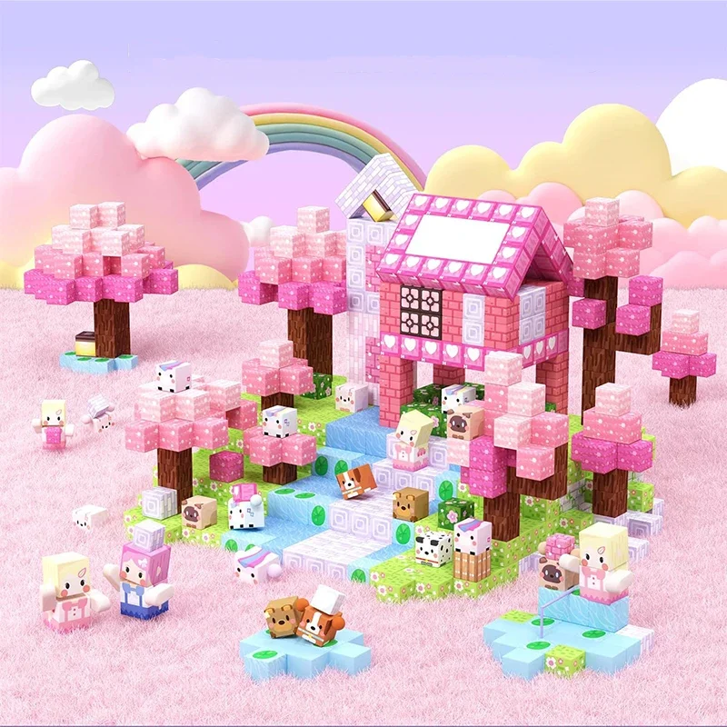 Magnetic building block kids plastic cube toy 3 + magnet building set based on building game