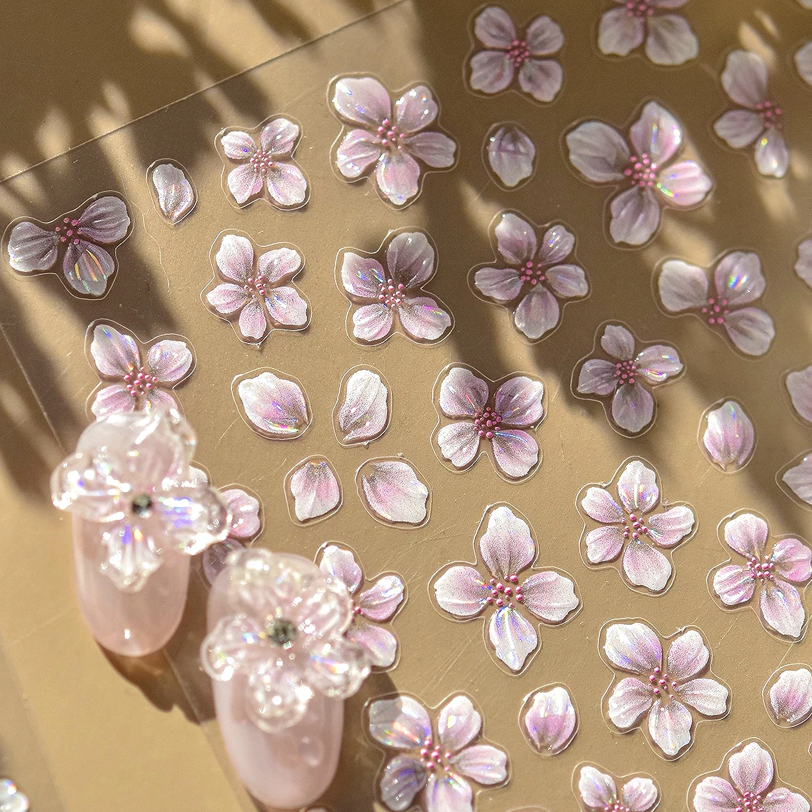 

Exquisite Pink Red Gradient Jelly Flower Petal Lily Blossom White Blue Yellow Colorful Charms Nail Art Stickers Manicure Decals