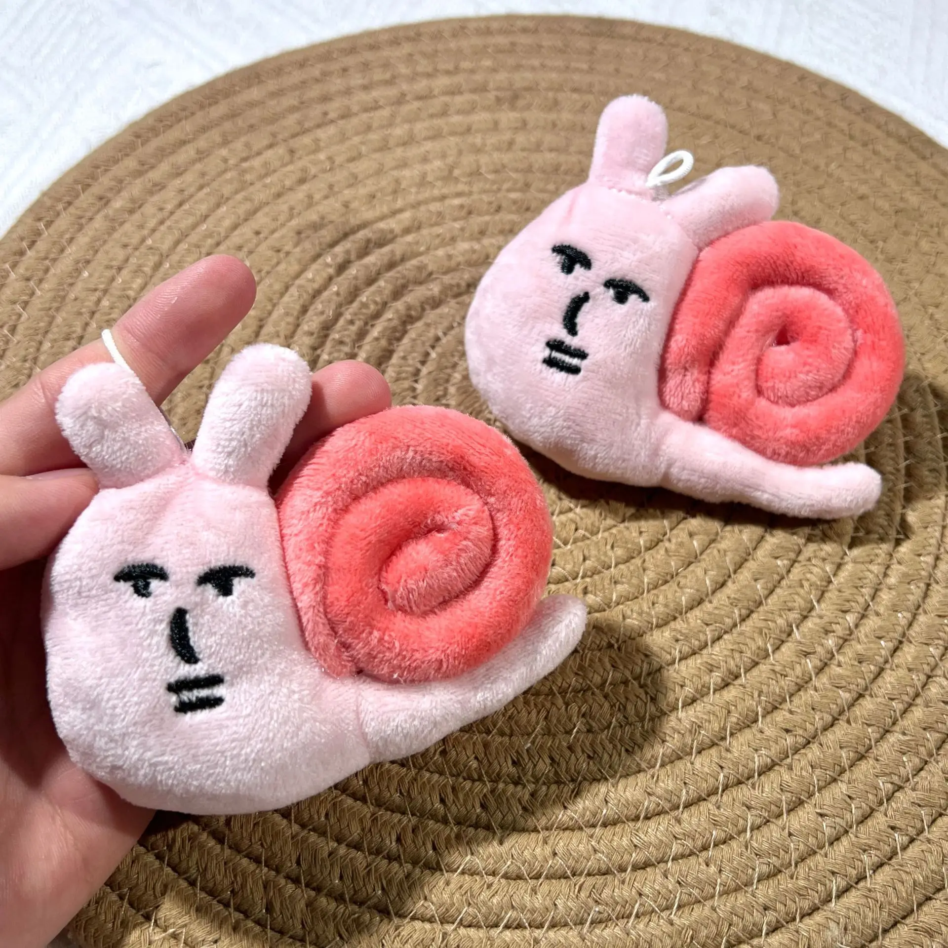 Soft Pendant Car Keychain Claw Machine Doll Graduation Ceremony Gift Cute Pink Snail Plush Pendant Animal Cute Stuffed Key Chain