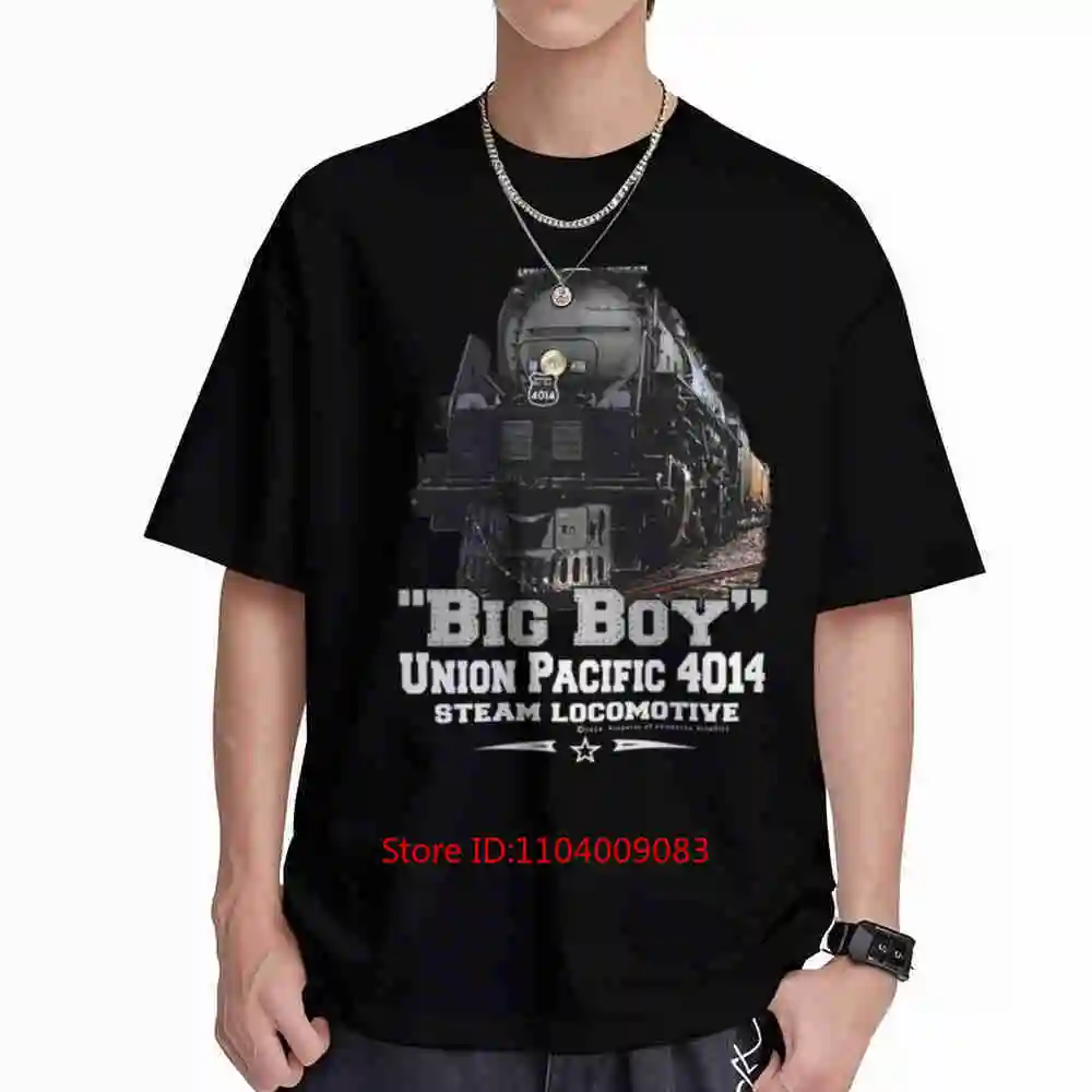 Big Boy 4014 Steam Locomotive Railroad Short Sleeve Tee 100% Cotton T-Shirt