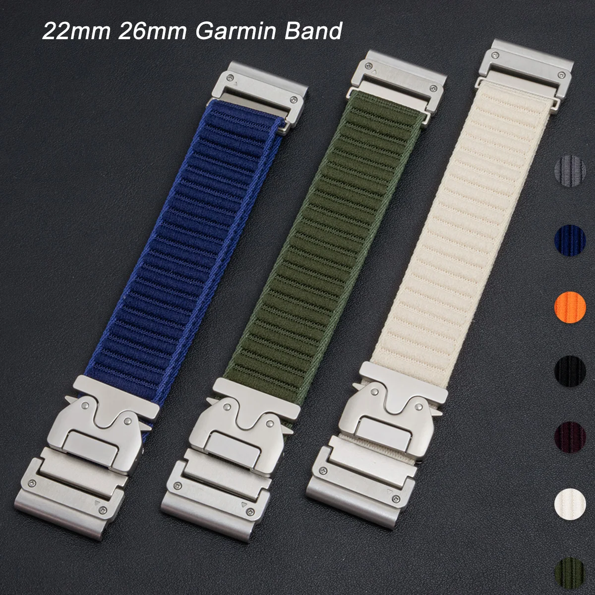 26 مللي متر النايلون حلقة حزام ل Garmin Fenix E 8 47 مللي متر 7 7X Pro/6X 6XPro/Enduro 3 2/Epix Pro Gen 2 51 مللي متر Quickfit سوار الرياضة الفرقة