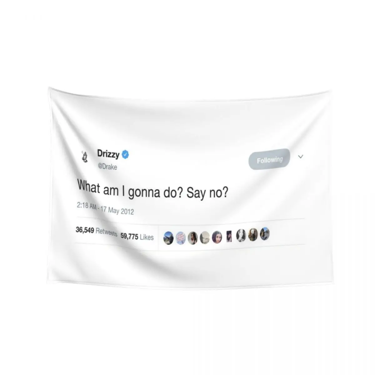 

Drake - "What am I gonna do Say No" Tweet Tapestry Wall Carpet Room Decoration Accessories Art Mural Tapestry