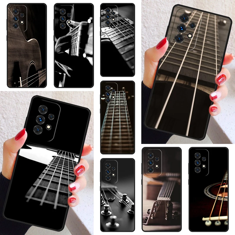 Wood Acoustic Electric Guitar Phone Case Cover For Samsung Galaxy A52 A72 A73 A20e A21S A50 A70 A42 A31 A40 A51 A71 A32 A80 A91