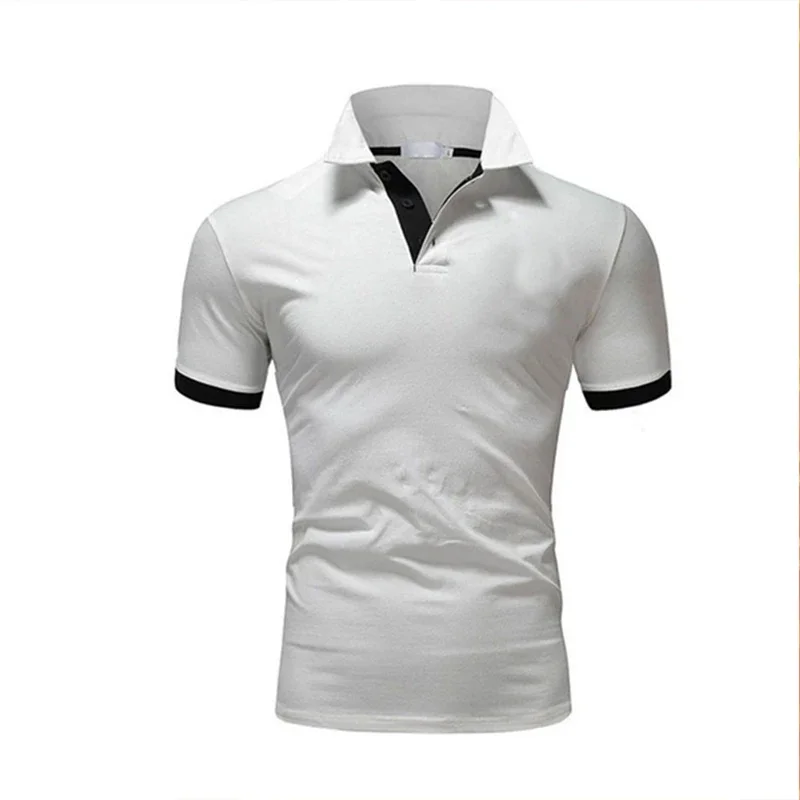 New Fashions Summer Cotton Men's Polo V-neck Tops Casual Short-sleeved Polo T Shirt Sportswear Slim Solid Color Outdoor Shirt