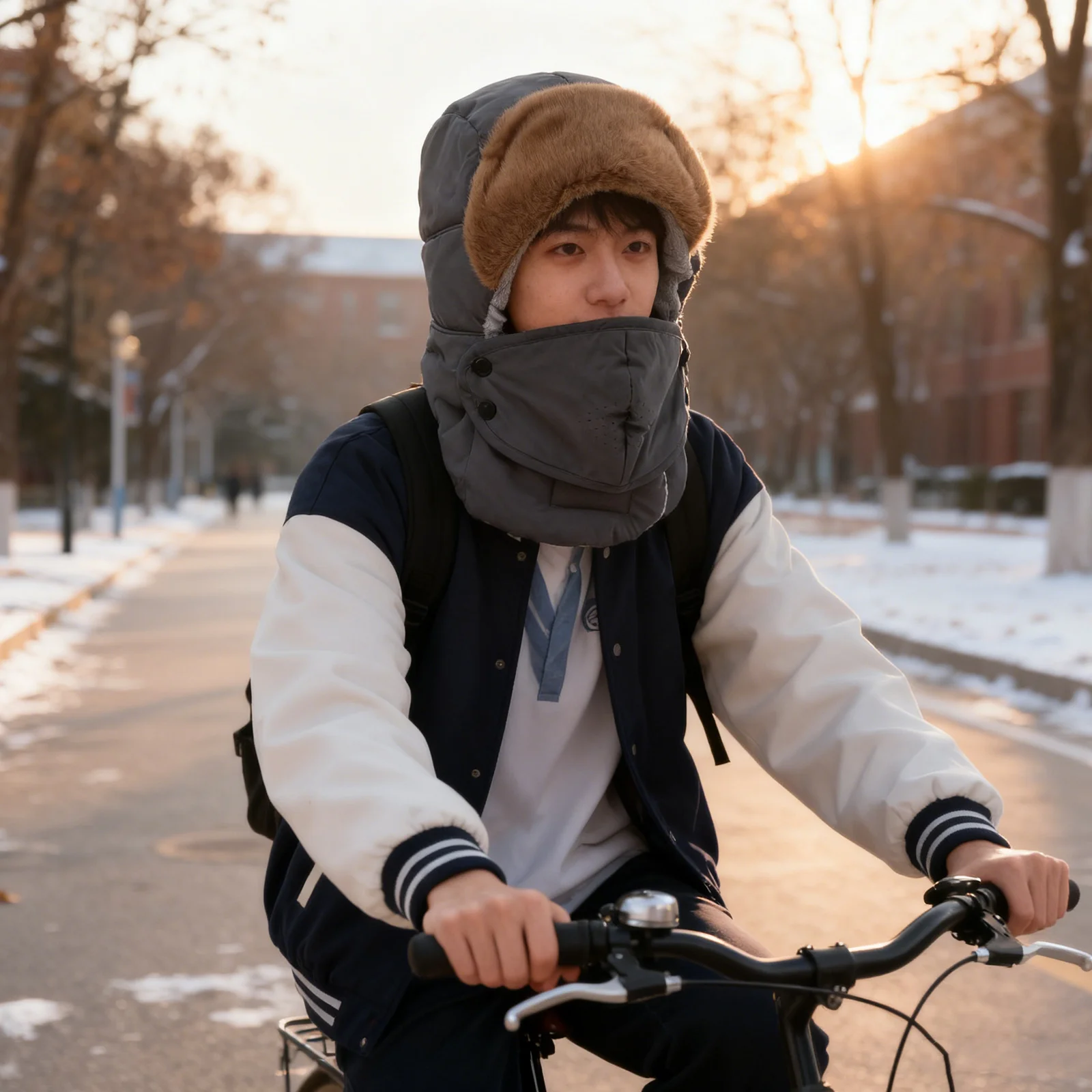 

Winter Cycling Warm Hat Thickened Russian Trapper Cap Windproof Ear Cover Mask For Men Skiing Riding Outdoor Sports