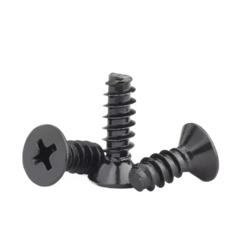 100/200pcs M2.3 M2.6 M3 M4 M5 Black 304 Stainless Steel KB Cross Countersunk Head Flat Tail Self Tapping Screw