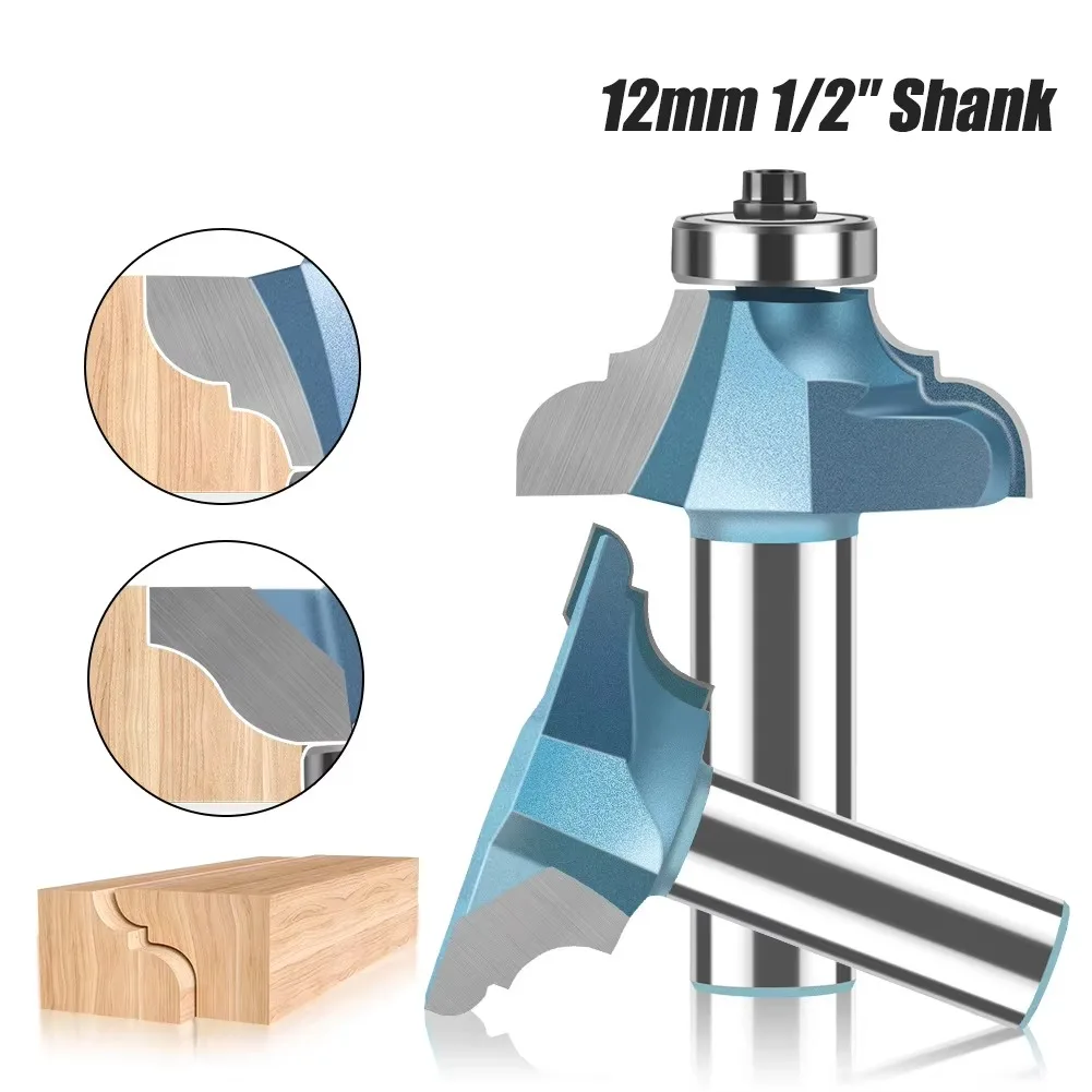 

2pcs 12mm 1/2in Shank Classical Roman Ogee Edging Router Bit Double R Line Knife with Bearing Cabinet Table Woodworking Tools