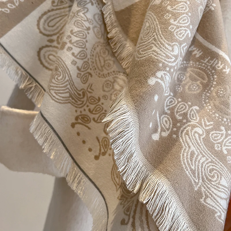 2025, Luxusmarke, Winter-Damen-Kaschmirschal – abstrakt bedruckter Schal mit Quasten, Pashmina-Bandana und eleganter Poncho – Detail 15