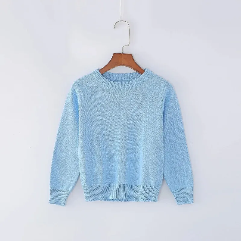 

2021 New Children Clothes Pullover 4 Years Girl Fashion Blouses Baby Boy Knit Sweater Kids Blue O-Neck Sweater 1 To 3 5 6 Years