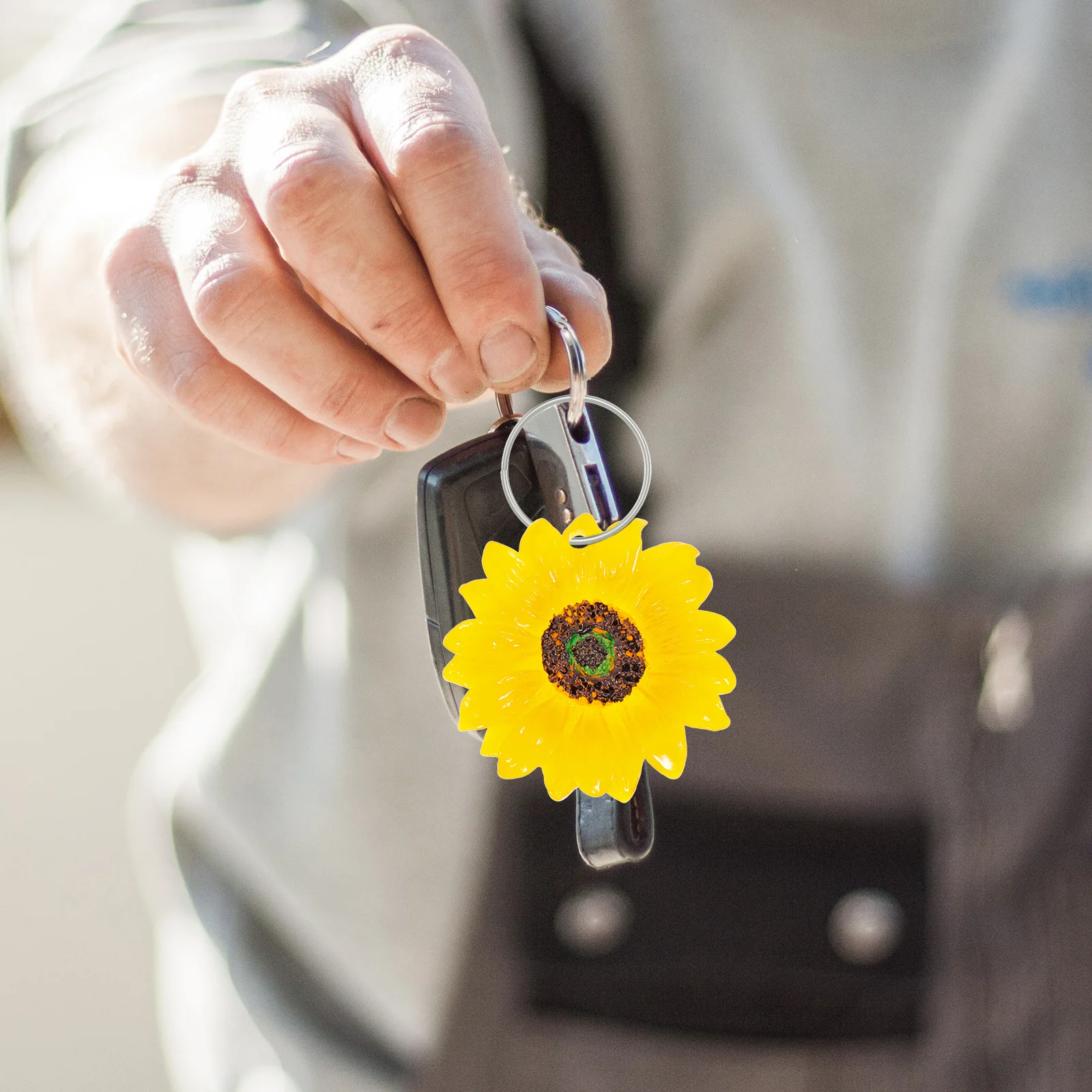 10 pezzi di girasole fai da te portachiavi ciondoli pendenti in resina creazione di gioielli per la decorazione portachiavi appeso zaino