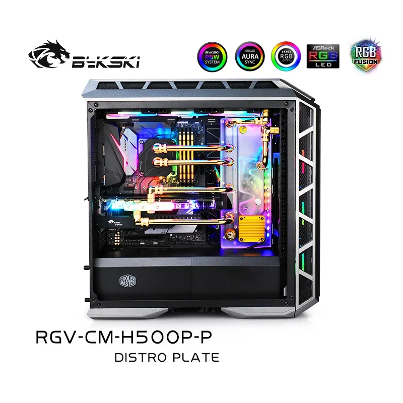 

Bykski RGV-CM-H500P-P, распределительная пластина для Cooler Master H500P, корпус MOD PC с водяным охлаждением, резервуар для платы водяного пути для процессора, графического процессора, кулера