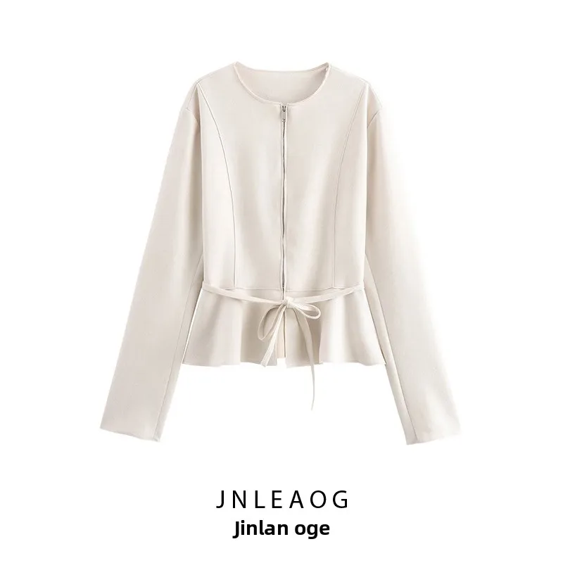 

JNLEAOG Autumn New Women's Faux Velvet ort Skirt Sle Jaet Outerwear Smooth Surface Effect Wind Resistant Long Sve Zi...