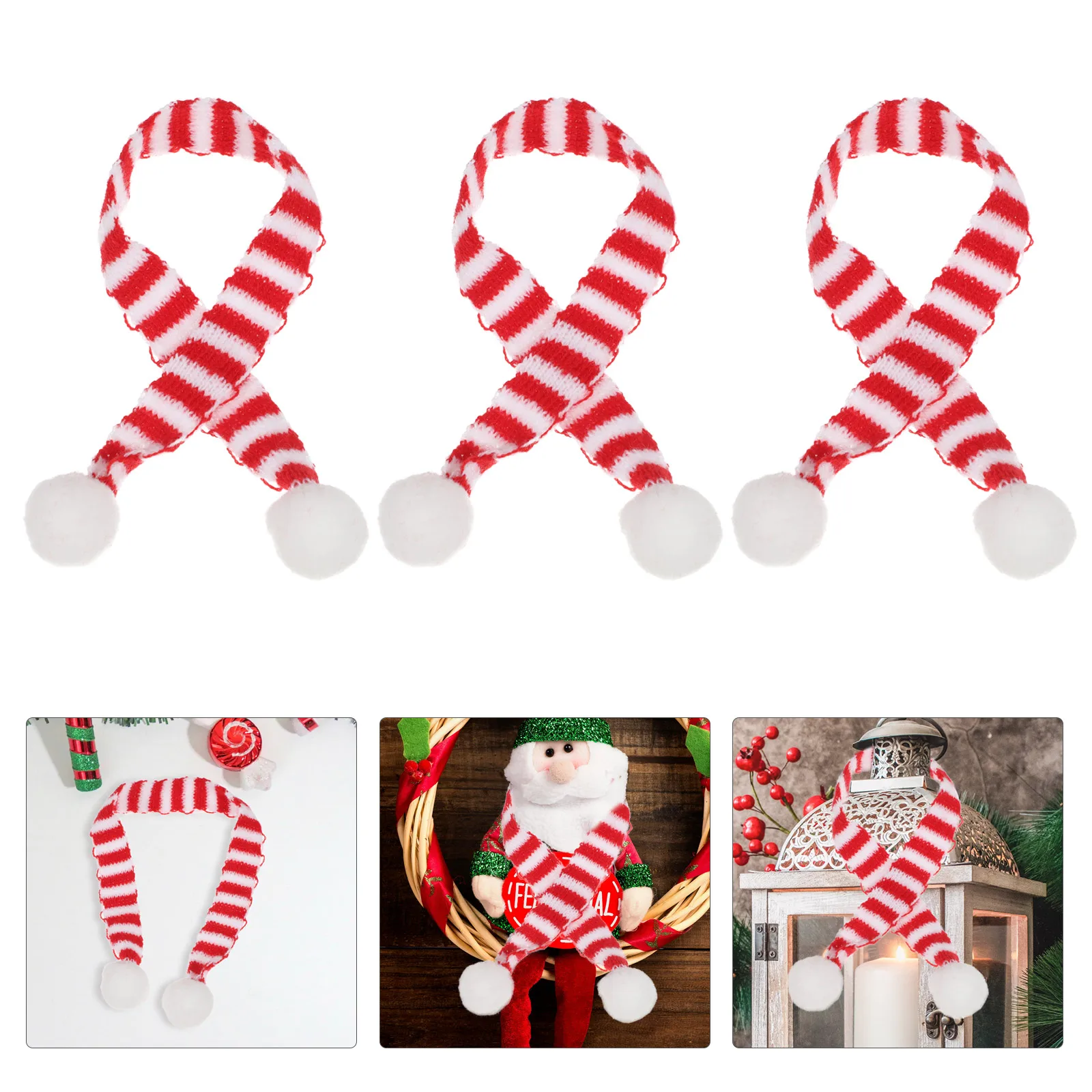 

6 Pcs Mini Christmas Scarf Red and White Xmas Party Ornament Vintage for Bottle Wine
