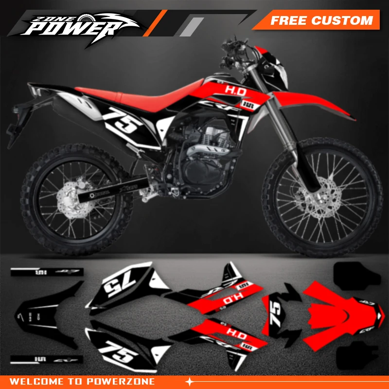 Powerzone Motorcycle Graphic Decal Stickers Kits For Honda CRF150L 2018 2019 2020 2021 Number Name Customize 003