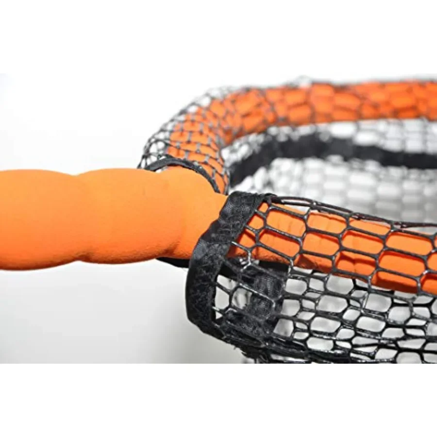 Wade, fly kayak fishing landing net: floating, non-snag nylon mesh, black, ultra-lightweight and tangle-free design
